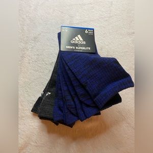 Men’s Adidas Superlite Crew Socks 6-Pair (Shoe Sz 6-12) NWT $20 Gray/Blue